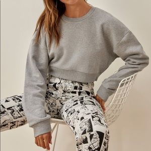 Reformation Cropped Hunter Sweatshirt in Heather Grey